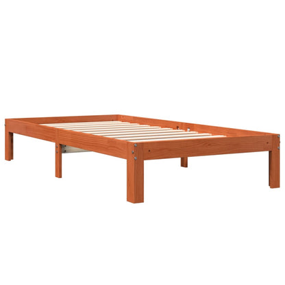 vidaXL Bed Frame Wax Brown 100 x 200 cm Solid pine wood 5