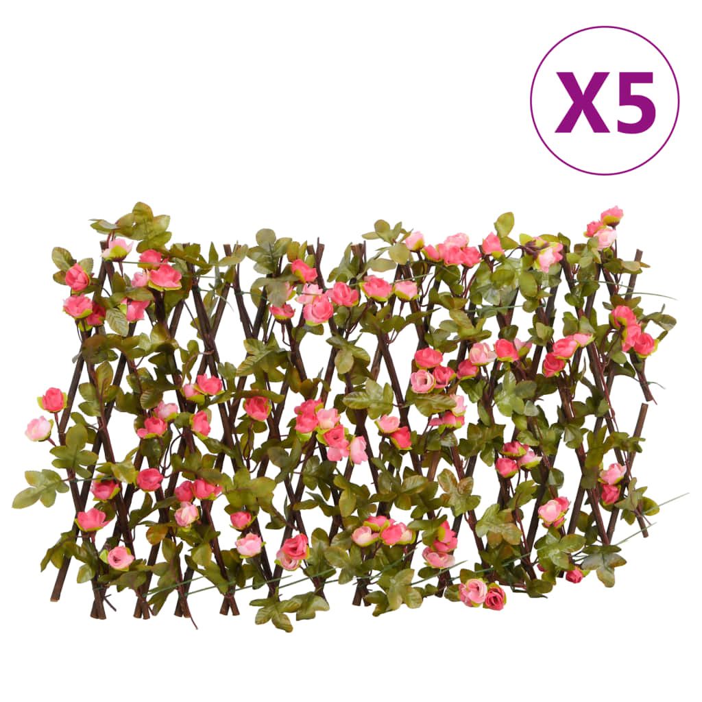 vidaXL Artificial Ivy Trellis Expandable 5 pcs Dark Pink 180x20 cm 1