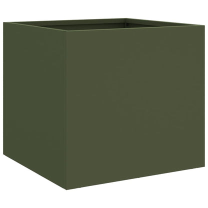vidaXL Planters 2 pcs Olive Green 32x30x29 cm Steel 6