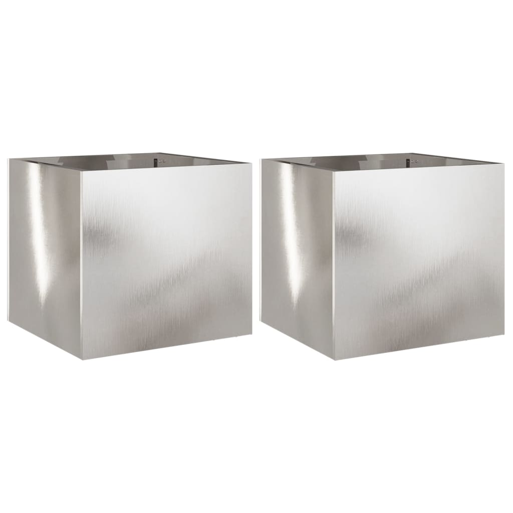 vidaXL Planters 2 pcs Silver 32x30x29 cm Stainless Steel 2