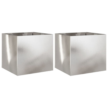 vidaXL Planters 2 pcs Silver 32x30x29 cm Stainless Steel 2
