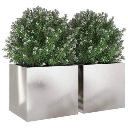 vidaXL Planters 2 pcs Silver 32x30x29 cm Stainless Steel 4