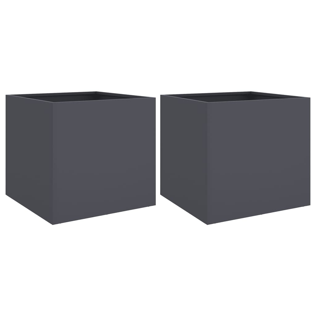 vidaXL Planters 2 pcs Anthracite 42x40x39 cm Steel 2