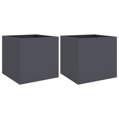 vidaXL Planters 2 pcs Anthracite 42x40x39 cm Steel 2