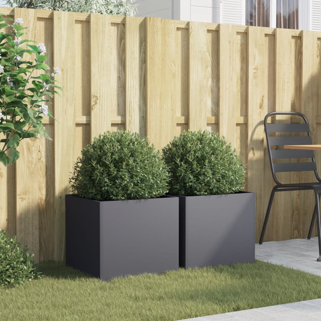 vidaXL Planters 2 pcs Anthracite 42x40x39 cm Steel 3