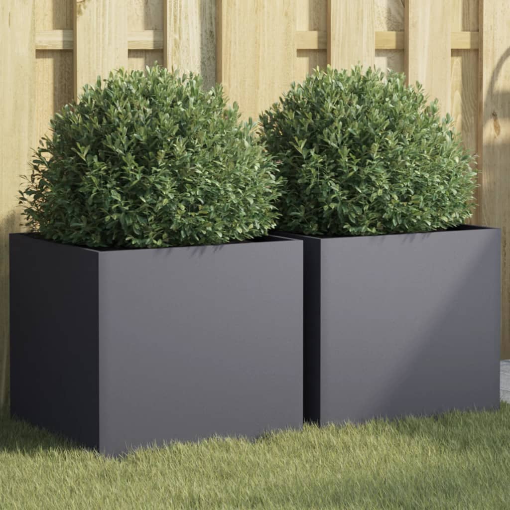 vidaXL Planters 2 pcs Anthracite 42x40x39 cm Steel 1