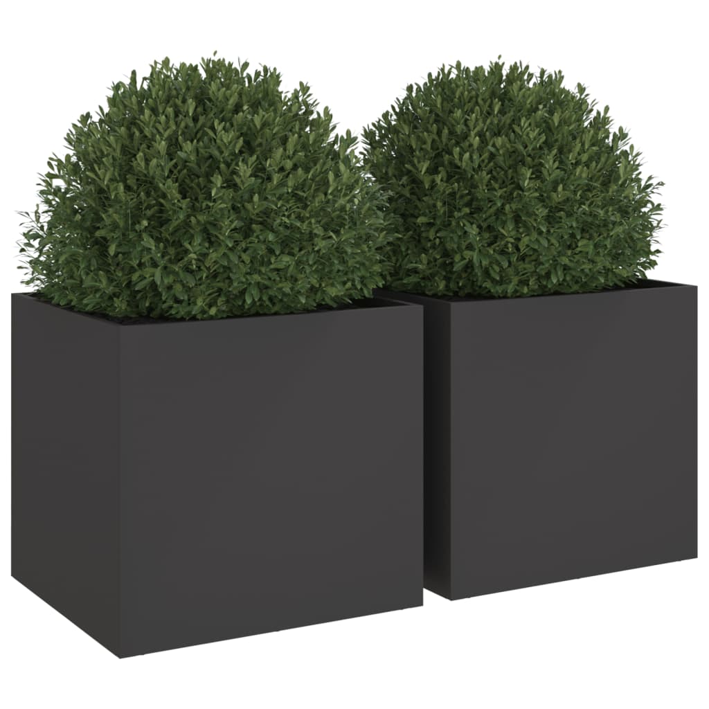 vidaXL Planters 2 pcs Black 49x47x46 cm Steel 4