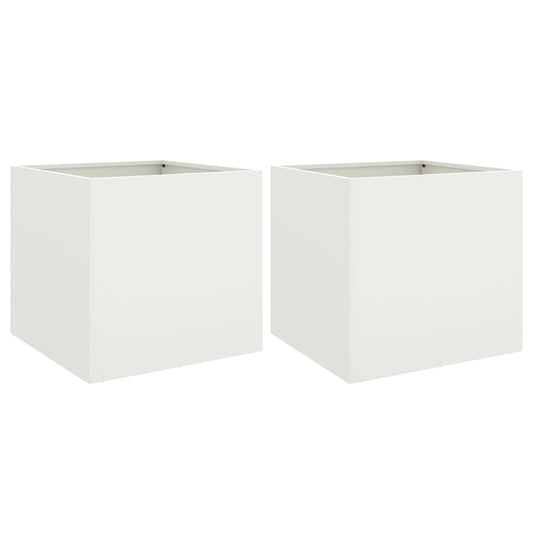 vidaXL Planters 2 pcs White 49x47x46 cm Steel 2