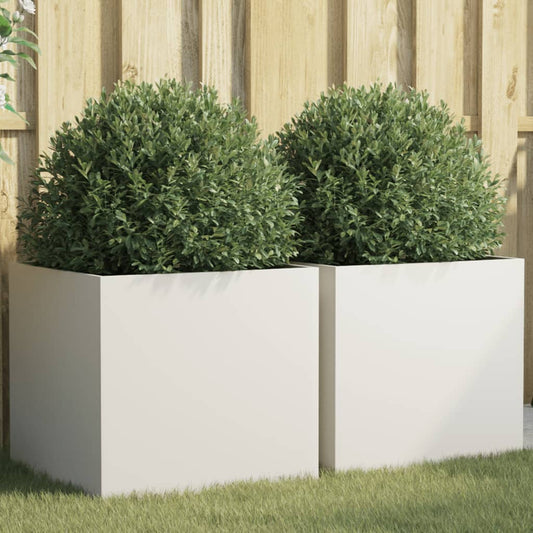 vidaXL Planters 2 pcs White 49x47x46 cm Steel 1