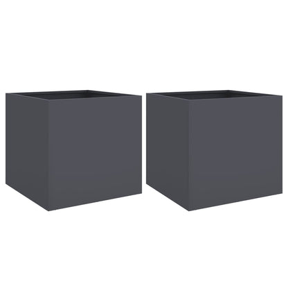 vidaXL Planters 2 pcs Anthracite 49x47x46 cm Steel 2