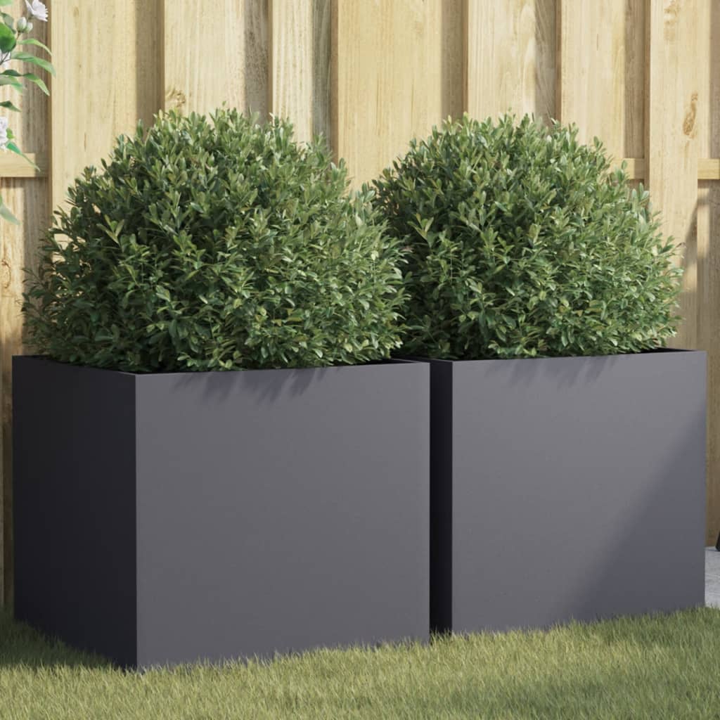 vidaXL Planters 2 pcs Anthracite 49x47x46 cm Steel 1