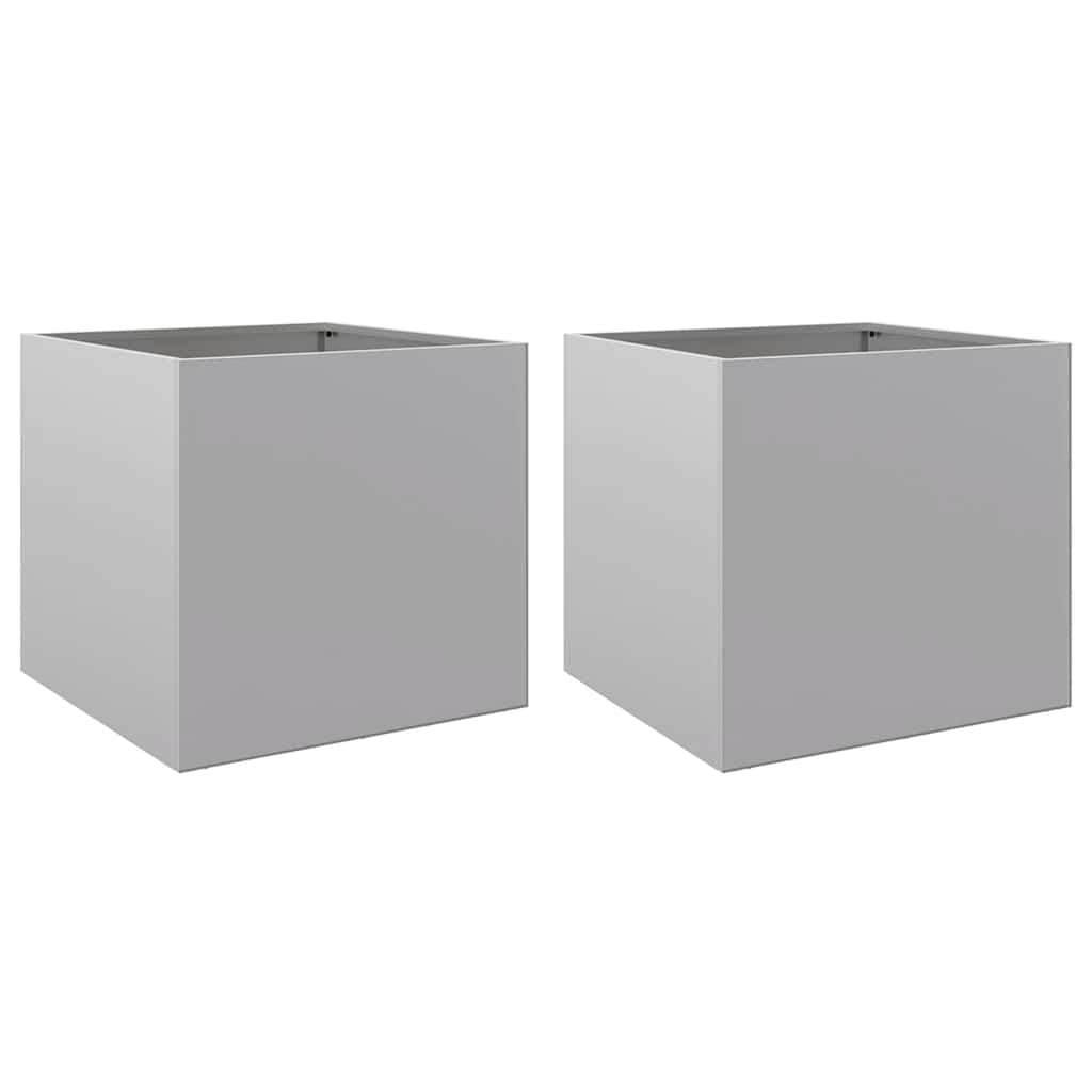 vidaXL Planters 2 pcs Silver 49x47x46 cm Galvanised Steel 2