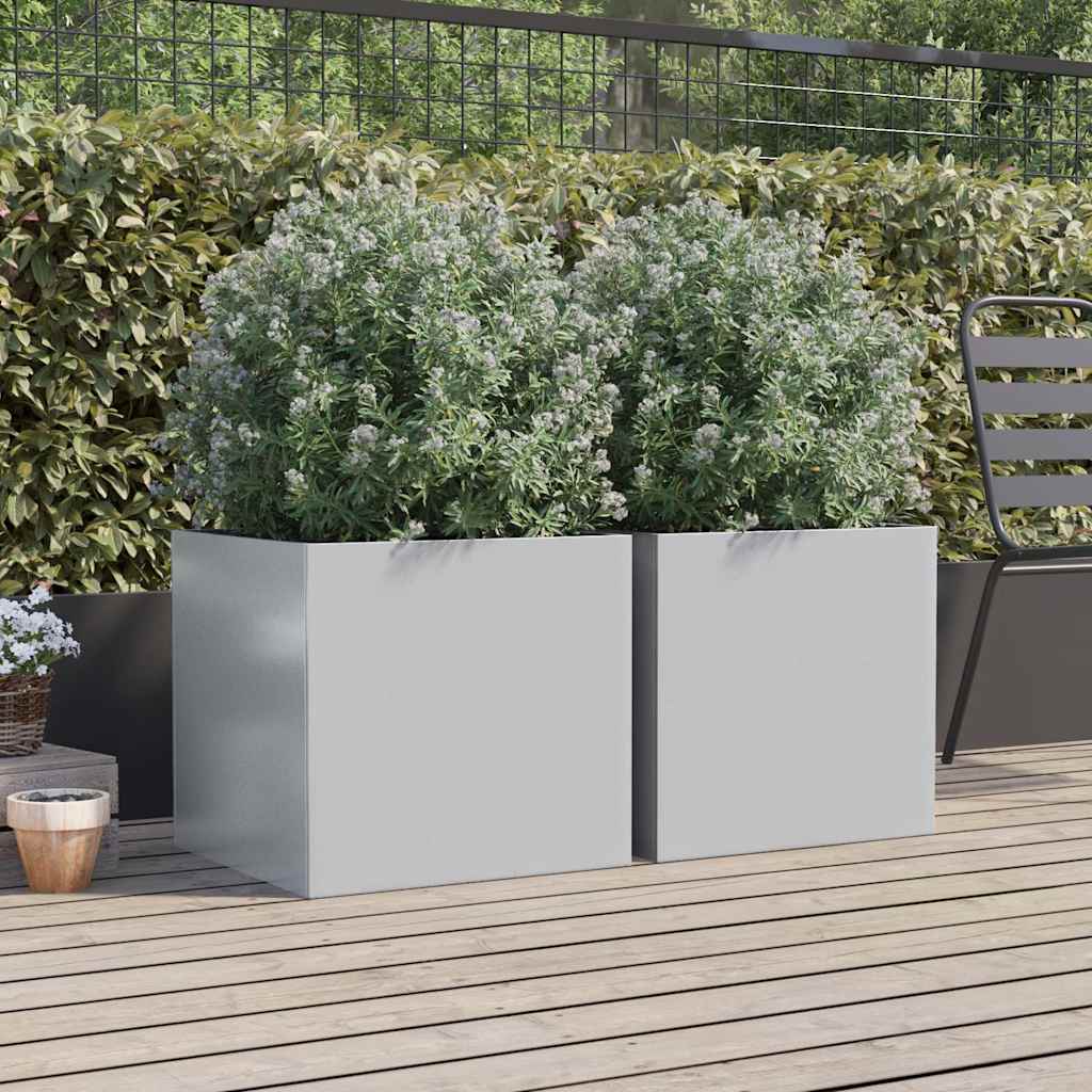 vidaXL Planters 2 pcs Silver 49x47x46 cm Galvanised Steel 3