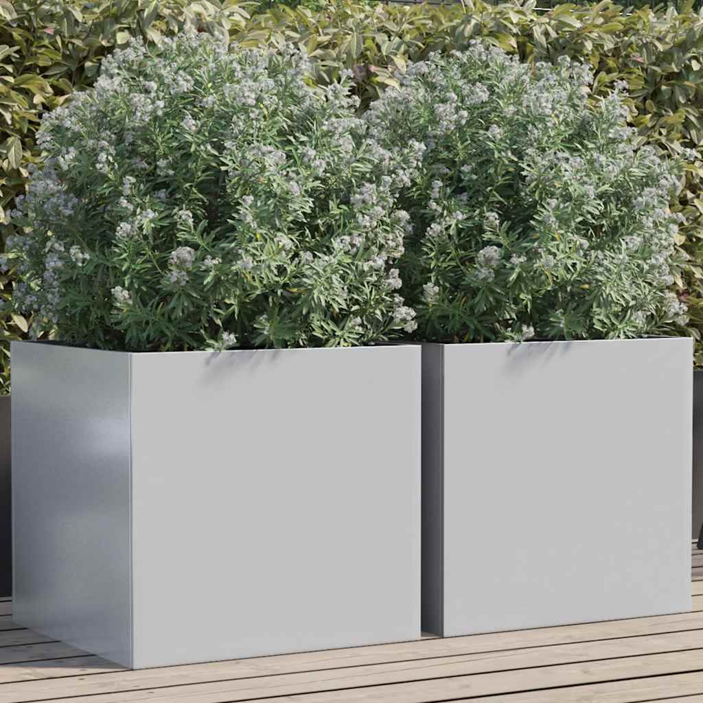 vidaXL Planters 2 pcs Silver 49x47x46 cm Galvanised Steel 1