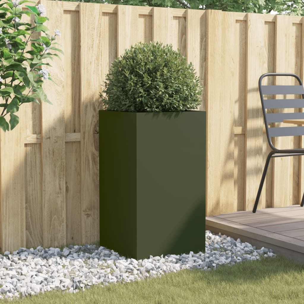 vidaXL Planter Olive Green 42x38x75 cm Steel 3