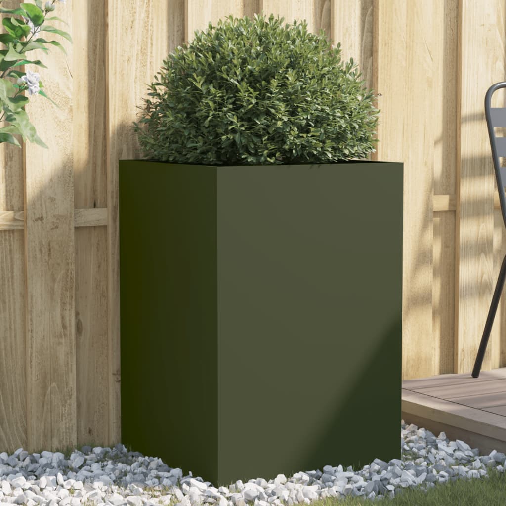 vidaXL Planter Olive Green 52x48x75 cm Steel 1