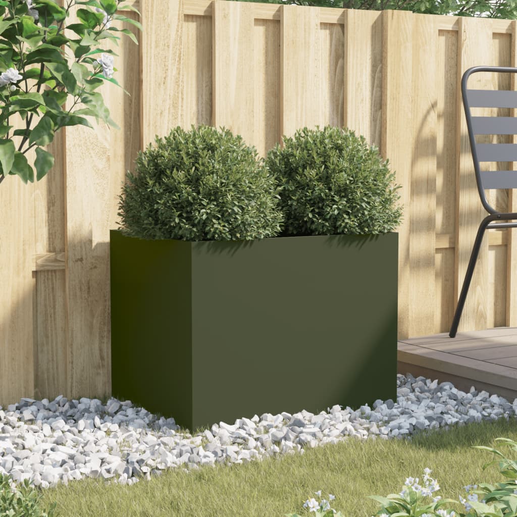 vidaXL Planter Olive Green 62x47x46 cm Steel 3