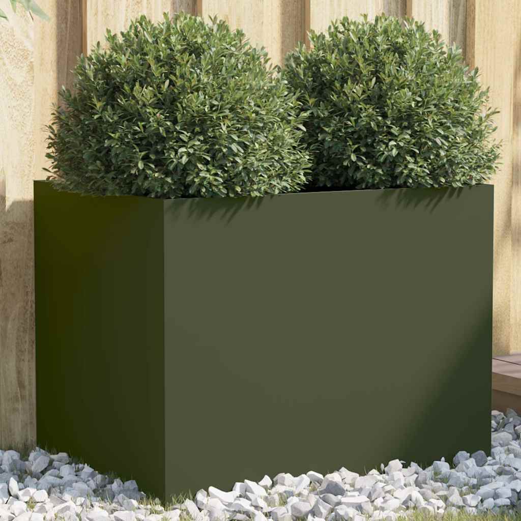 vidaXL Planter Olive Green 62x47x46 cm Steel 1