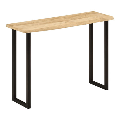 Console Table with Live Edge 105x33x76 cm Solid Wood Mango Black U shape