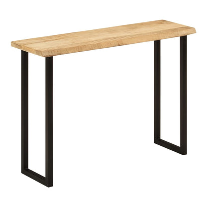 Console Table with Live Edge 105x33x76 cm Solid Wood Mango Black U shape