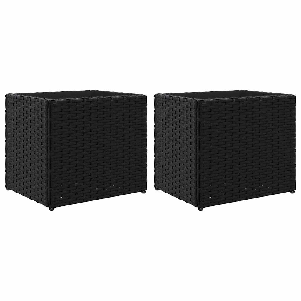 vidaXL Garden Planters 2 pcs Black 36x30x32 cm Poly Rattan 2