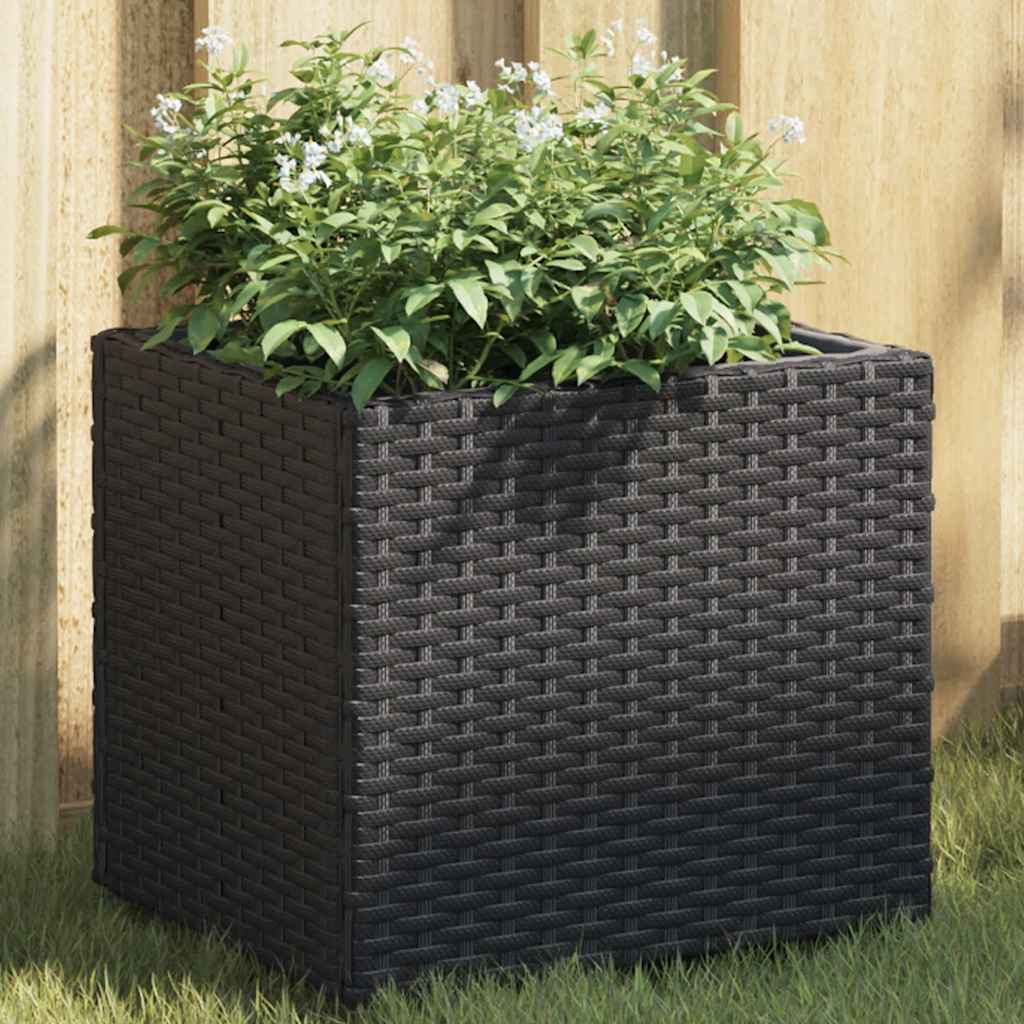 vidaXL Garden Planters 2 pcs Black 36x30x32 cm Poly Rattan 1