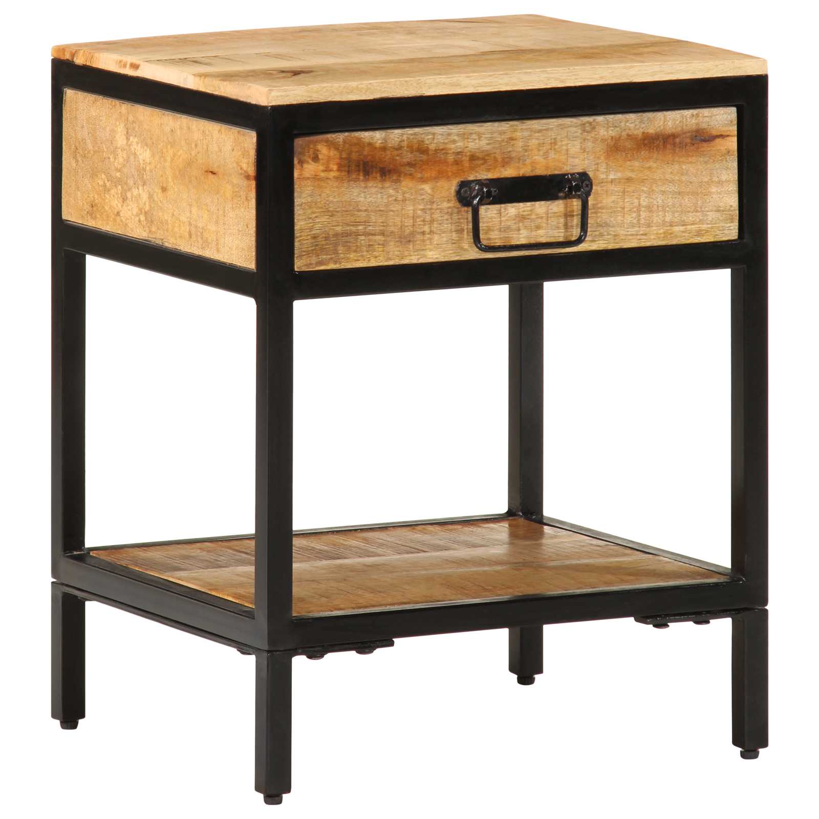vidaXL Bedside Table Brown 40 x 35 x 50 cm Solid Mango Wood and Metal 1