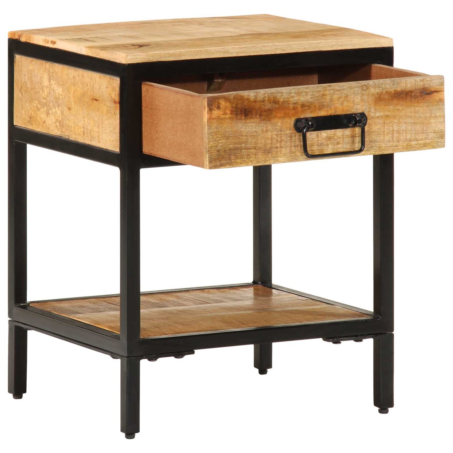 vidaXL Bedside Table Brown 40 x 35 x 50 cm Solid Mango Wood and Metal 2