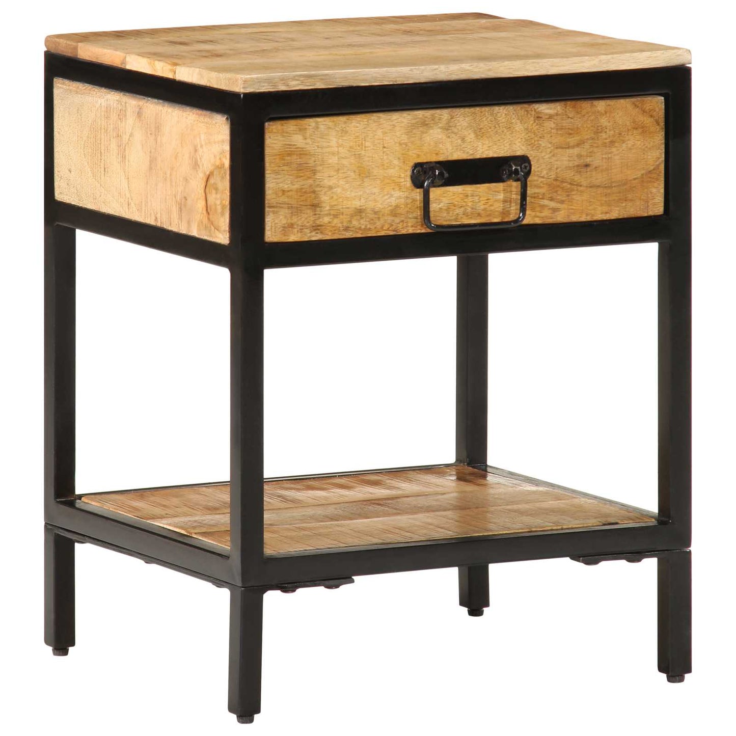 vidaXL Bedside Table Brown 40 x 35 x 50 cm Solid Mango Wood and Metal 3