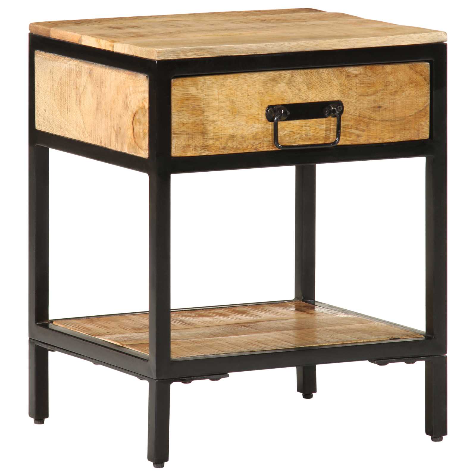 vidaXL Bedside Table Brown 40 x 35 x 50 cm Solid Mango Wood and Metal 3