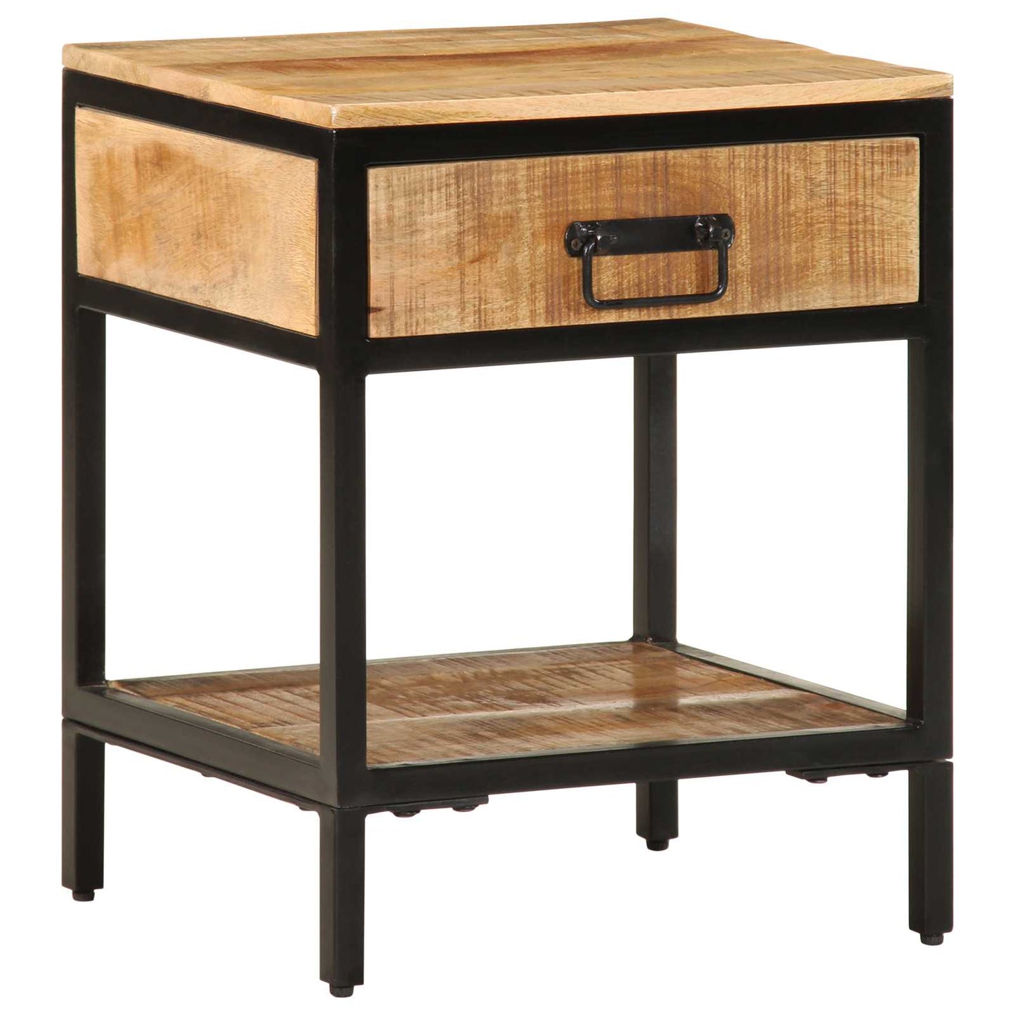 vidaXL Bedside Table Brown 40 x 35 x 50 cm Solid Mango Wood and Metal 4