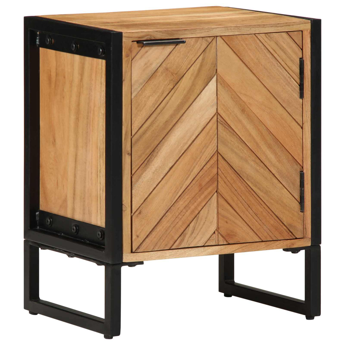 vidaXL Bedside Table Brown 40 x 30 x 50 cm Solid Acacia Wood and Metal 1