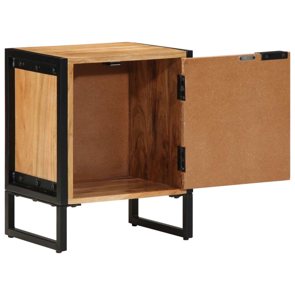 vidaXL Bedside Table Brown 40 x 30 x 50 cm Solid Acacia Wood and Metal 2