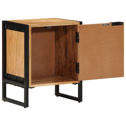 vidaXL Bedside Table Brown 40 x 30 x 50 cm Solid Acacia Wood and Metal 2