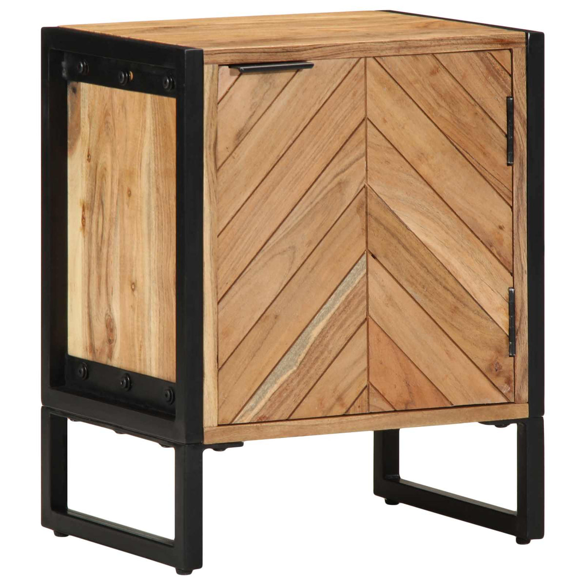 vidaXL Bedside Table Brown 40 x 30 x 50 cm Solid Acacia Wood and Metal 3