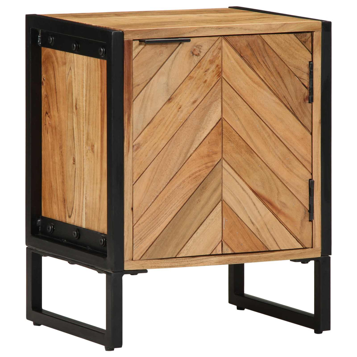 vidaXL Bedside Table Brown 40 x 30 x 50 cm Solid Acacia Wood and Metal 4