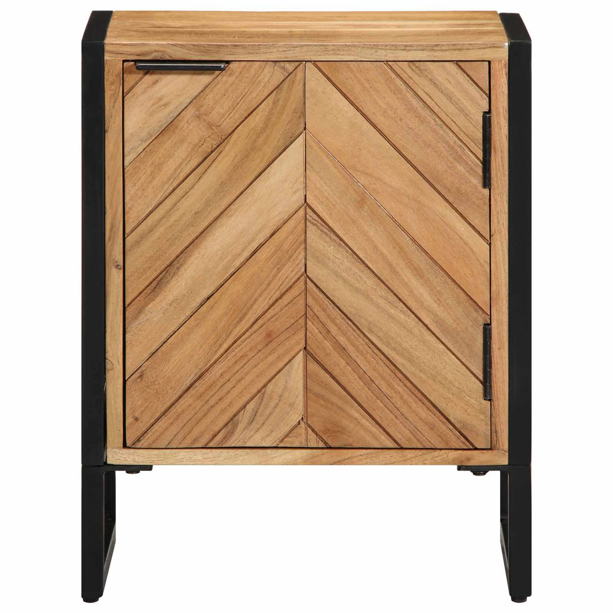 vidaXL Bedside Table Brown 40 x 30 x 50 cm Solid Acacia Wood and Metal 5
