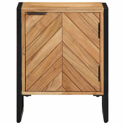 vidaXL Bedside Table Brown 40 x 30 x 50 cm Solid Acacia Wood and Metal 5