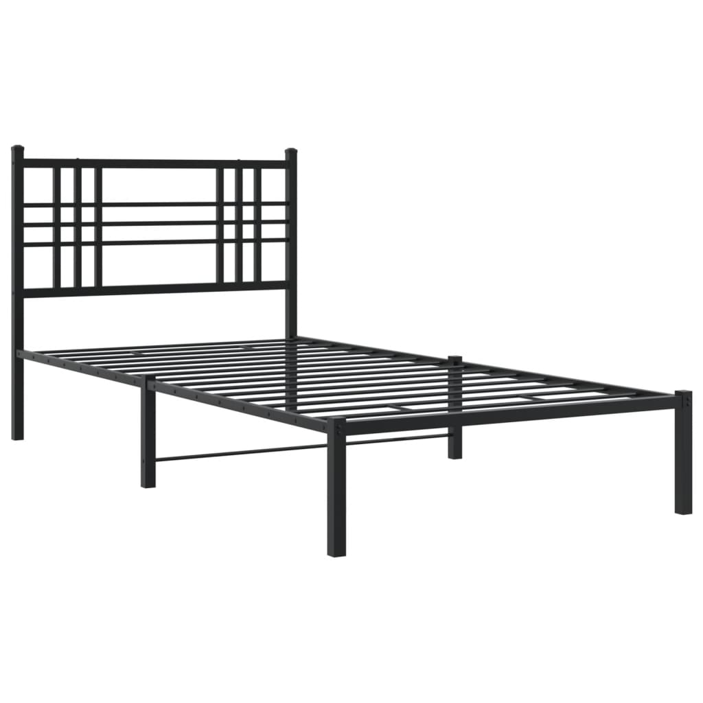 Metal Bed Frame without Mattress With headboard Black 90 cm 190 cm
