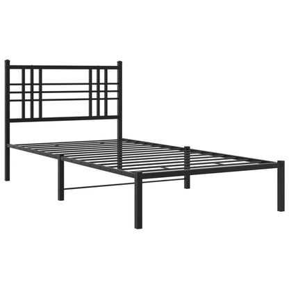 Metal Bed Frame without Mattress With headboard Black 90 cm 190 cm