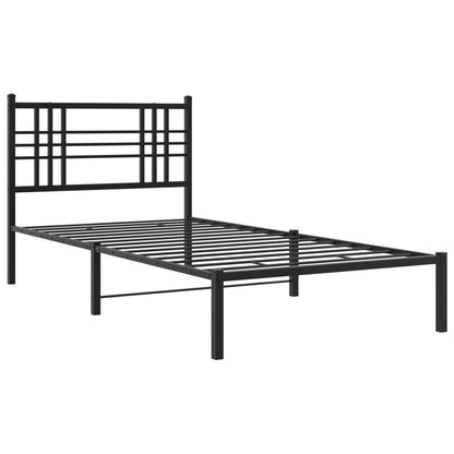vidaXL Metal Bed Frame without Mattress with Headboard Black 100x190cm 3