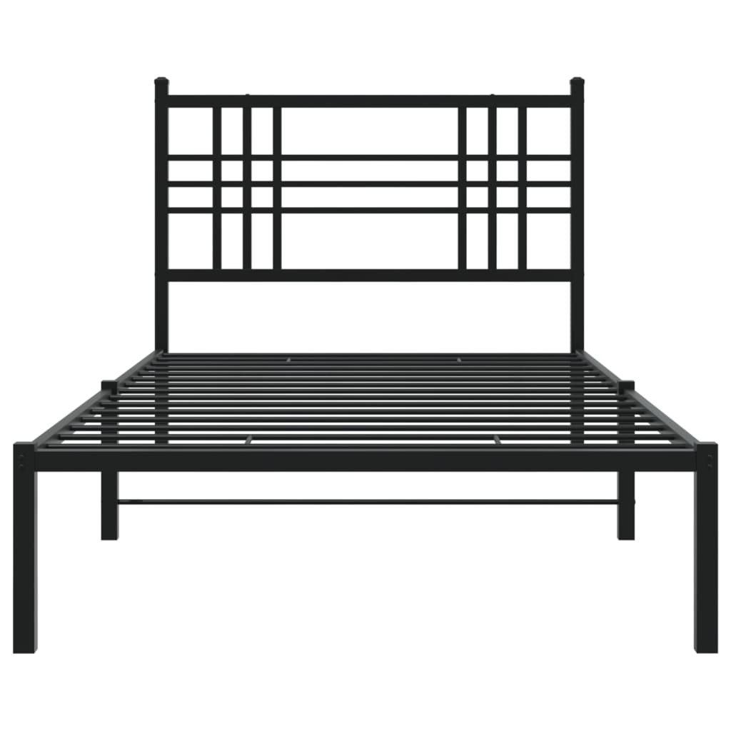 vidaXL Metal Bed Frame without Mattress with Headboard Black 100x190cm 4