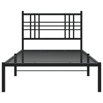 vidaXL Metal Bed Frame without Mattress with Headboard Black 100x190cm 4