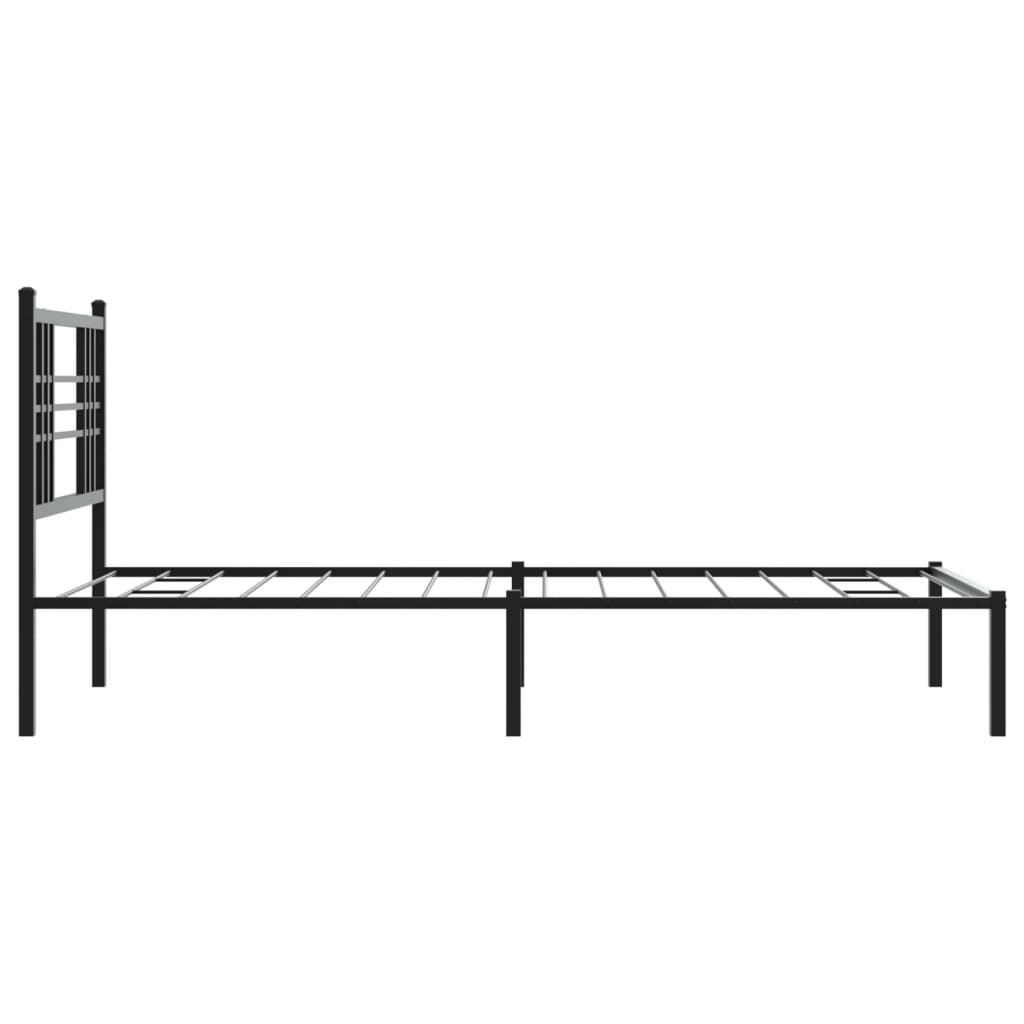 vidaXL Metal Bed Frame without Mattress with Headboard Black 100x190cm 5