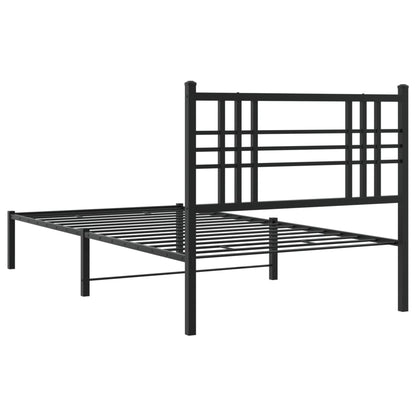 vidaXL Metal Bed Frame without Mattress with Headboard Black 100x190cm 6