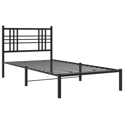 vidaXL Metal Bed Frame without Mattress with Headboard Black 100x200cm 3