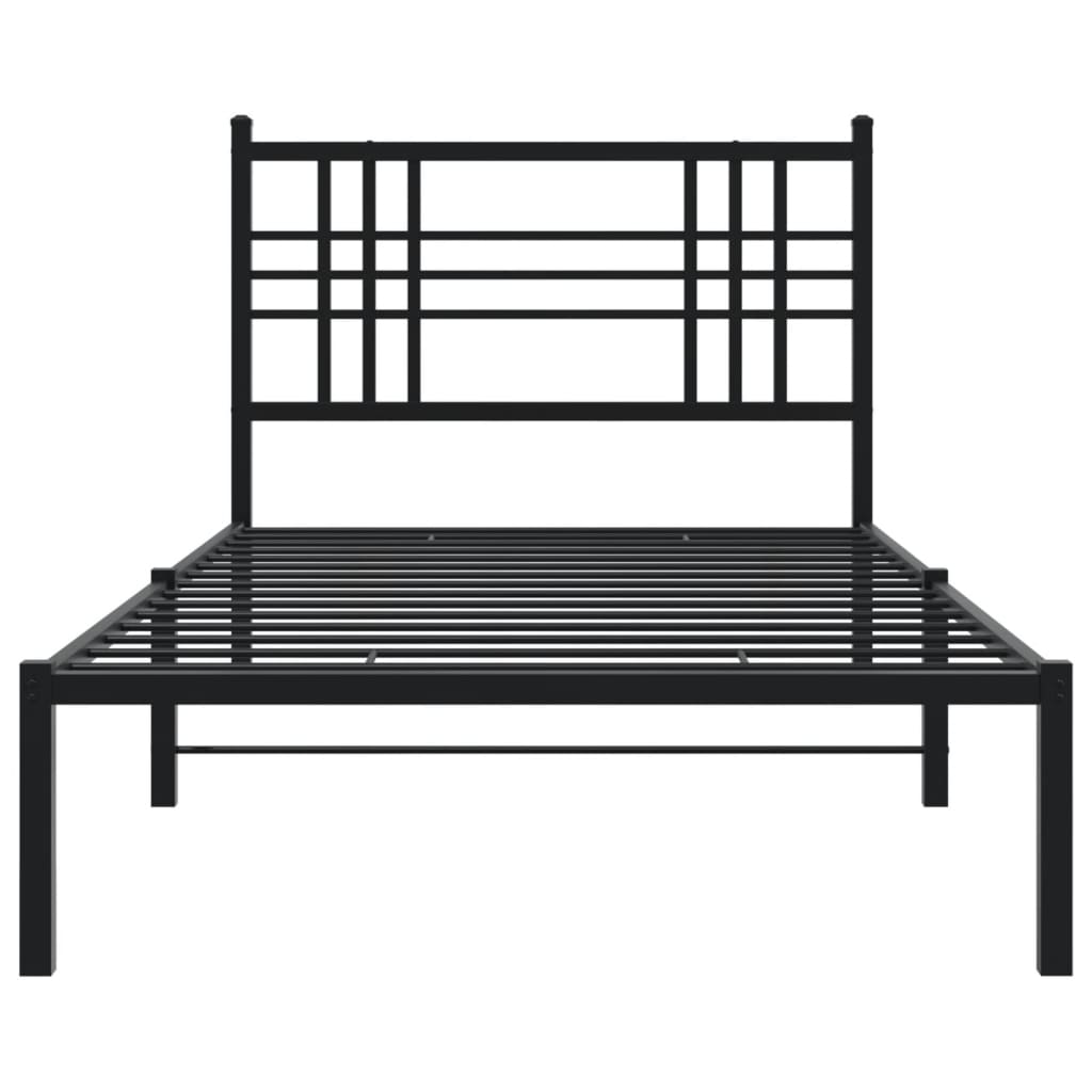 vidaXL Metal Bed Frame without Mattress with Headboard Black 100x200cm 4