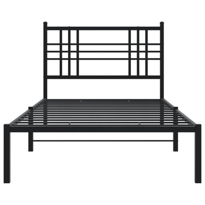 vidaXL Metal Bed Frame without Mattress with Headboard Black 100x200cm 4