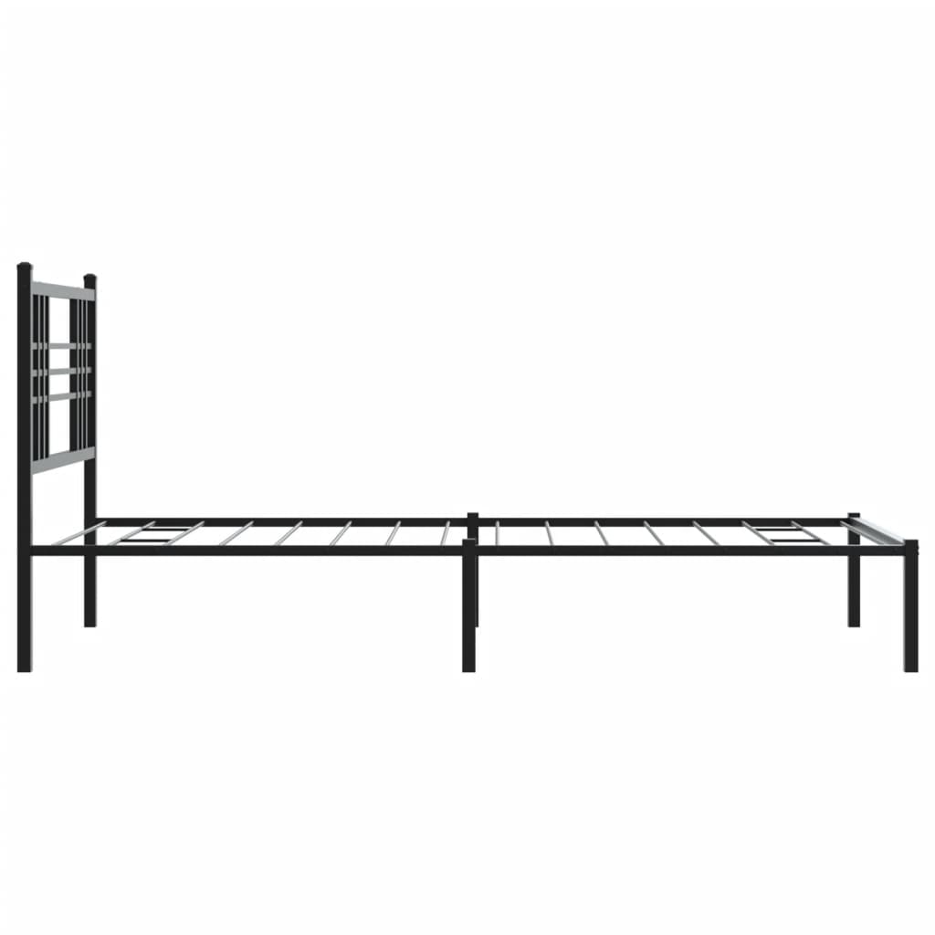 vidaXL Metal Bed Frame without Mattress with Headboard Black 100x200cm 5