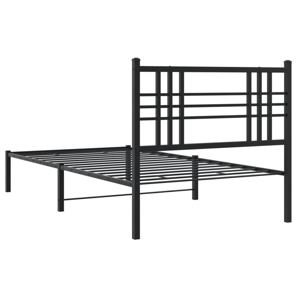 vidaXL Metal Bed Frame without Mattress with Headboard Black 100x200cm 6
